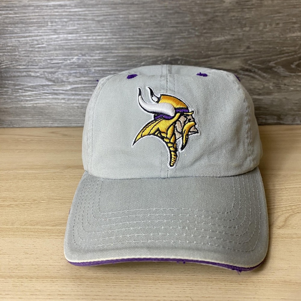 Minnesota Vikings Hat Cap Strap Back Gray Purple One Size NFL Football Mens